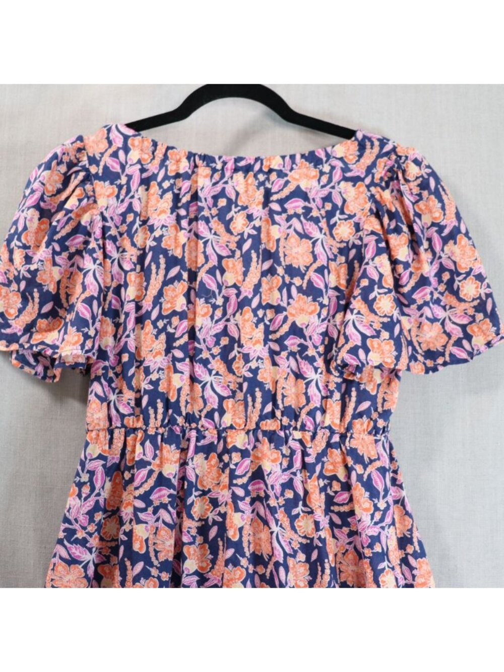 J.Crew Painted Block Print Cotton Voile Beach Dress S Navy Orange Button Front - Picture 13 of 16